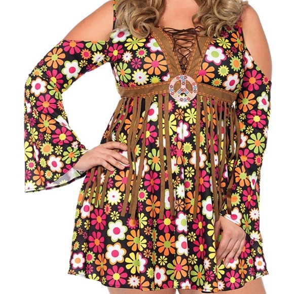 - ✨Hippie PLUS SIZE boho 60’s 70’s costume dress set - Picture 2 of 5